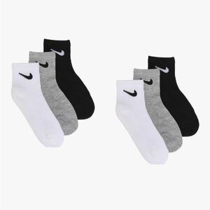 Nike kids cushioned  Ankle Socks - Black, Gray, and White